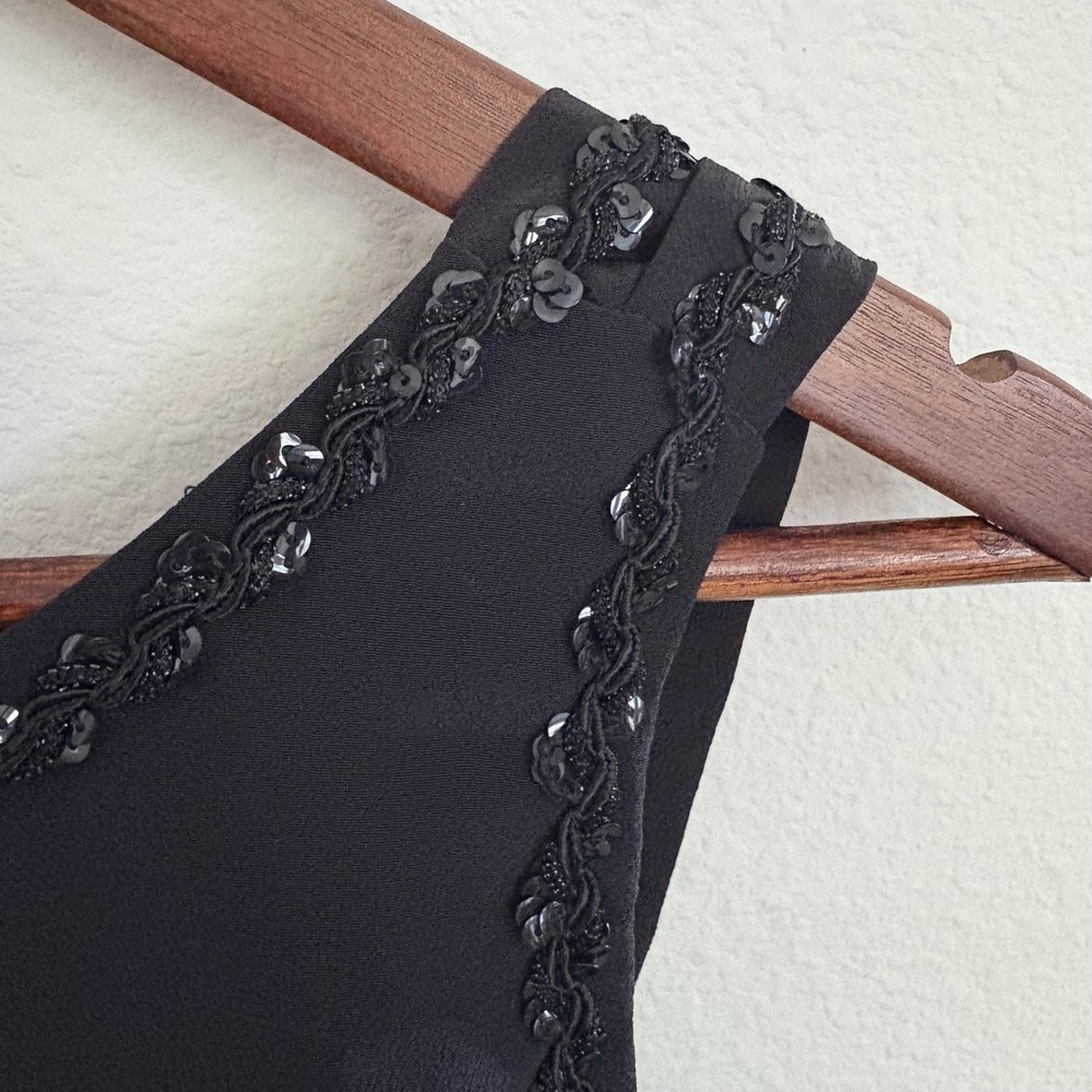 Studio by Pat Argenti Black Beaded Neckline Sleeveless Sheath Dress Size 6 - Picture 4 of 5